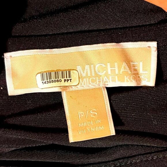 Michael KORS Fit & Flare A-line Pleat Bottom Short Sleeve Mini Black Dress S/P - Picture 9 of 14